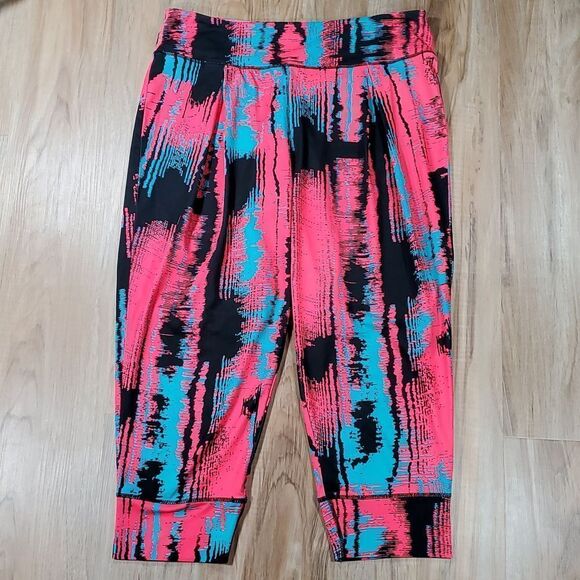 🔺️Fabletics Red, Black, & Turquoise Heatwave Slouch Fit Athletic Pants XLarge - Picture 4 of 10